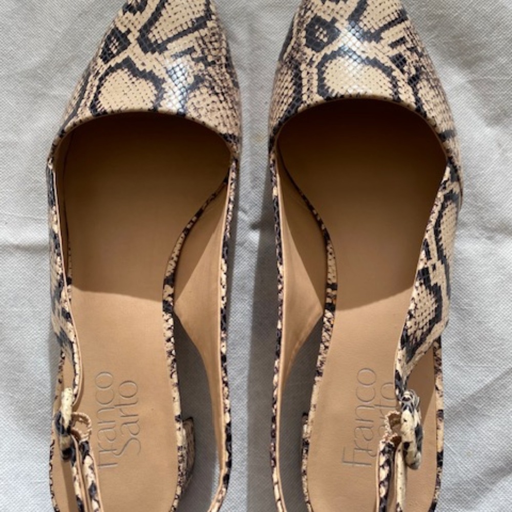 Super cute - Pristine - Franco Sarto Leather Embossed Snakeskin Slingbacks - Picture 5 of 10